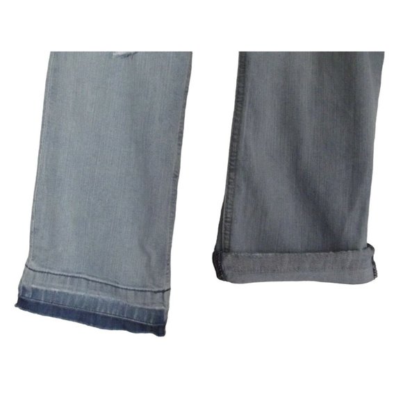 Express Size 2 Light Distressed Bell Crop High Rise Released Hems Jeans - Picture 6 of 10